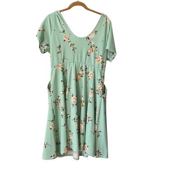 Torrid Mint Green Floral Fit & Flare Skater Dress Size 1 - Picture 7 of 10